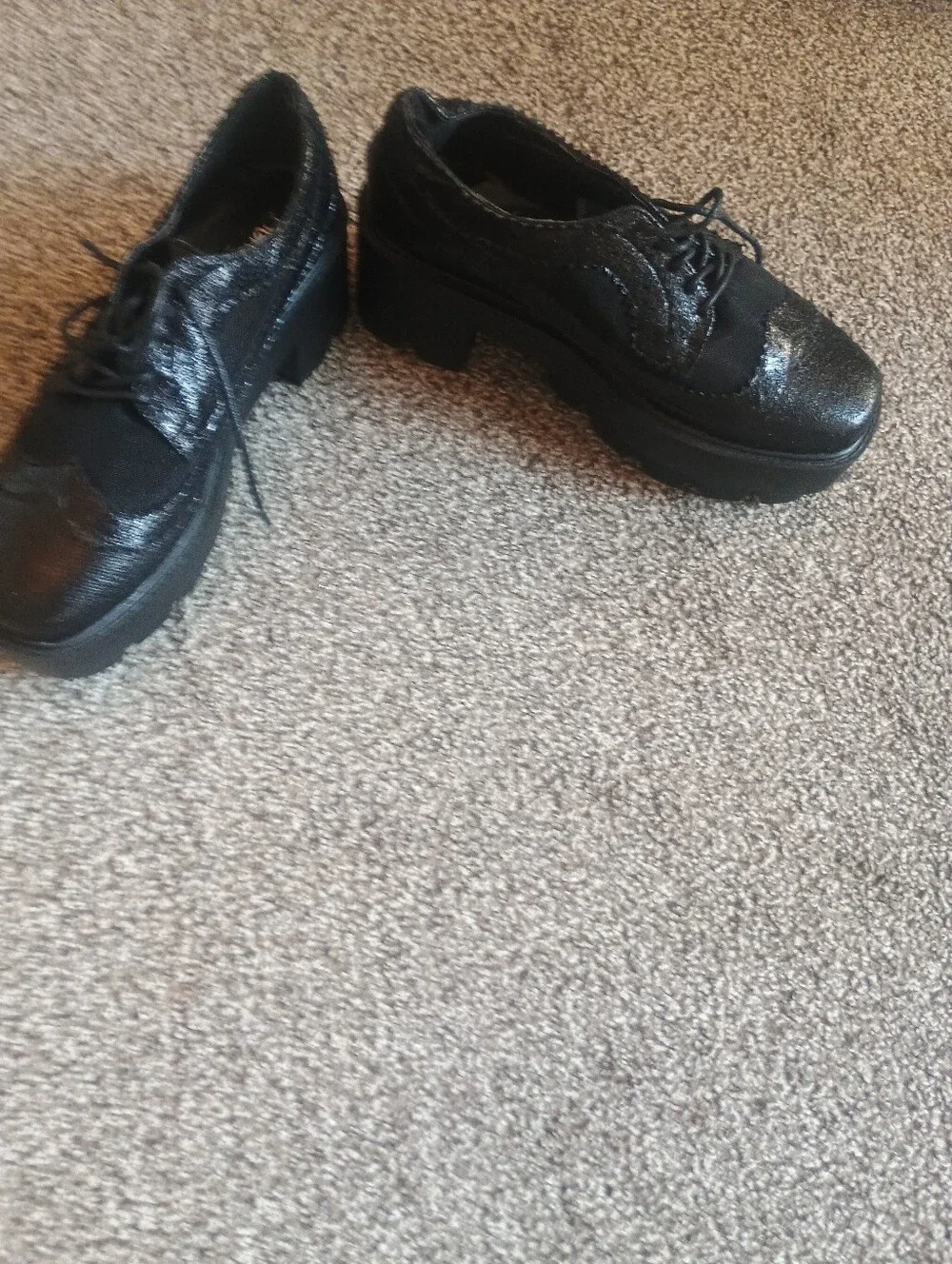 Bumper Women’s Black Lace-Up Brogue Shoes